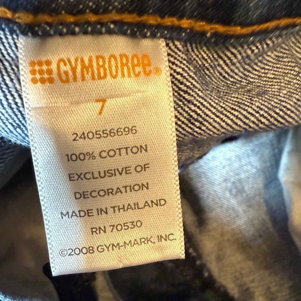 Gymboree Kids‎ Girls Size 7 Denim Jeans Flared Leg Apple Embroidered School Fall